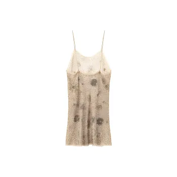 ZARA Slip Dresses Women's Pink Beige