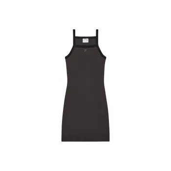 COURREGES Contrast Mini Dress 'Mud Brown/Black'