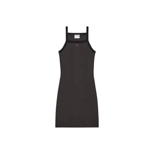 COURREGES Contrast Mini Dress 'Mud Brown/Black'