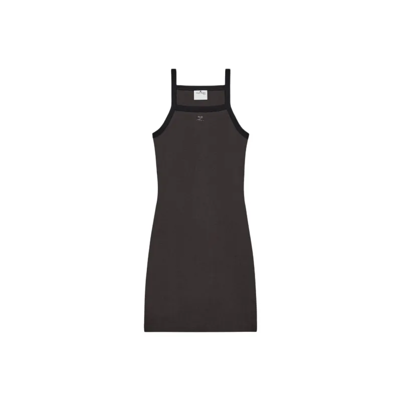 COURREGES Contrast Mini Dress 'Mud Brown/Black'-0