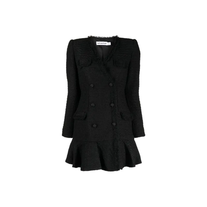 Self portrait Double breasted Bouclé Minidress-0
