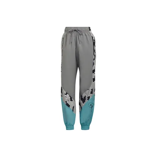 Adidas Stella McCartney COLOR BLOCKED TRACK PANTS Knitted Sports Pants Women's Aluminum Gray/Aqua Green