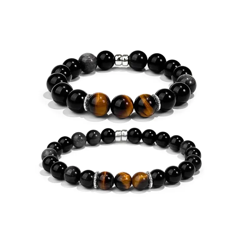 PUTUOSHANWENCHUANG Obsidian Bracelets Unisex-4