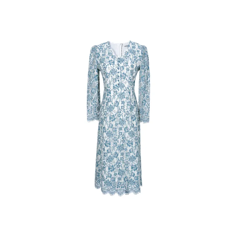 MISSSHINE Long Sleeved Dresses Women's Blue-0