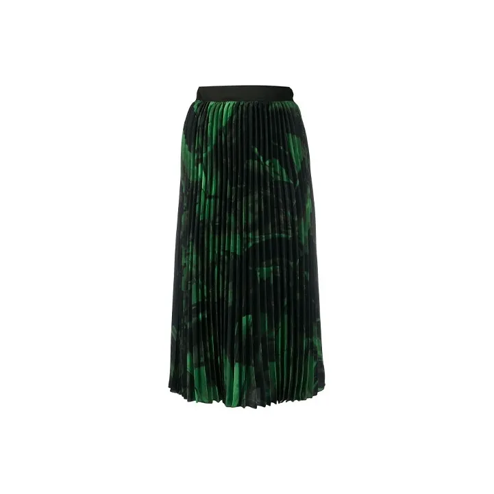 OFF WHITE Brushstroke Plisse Skirt Black/Green-0