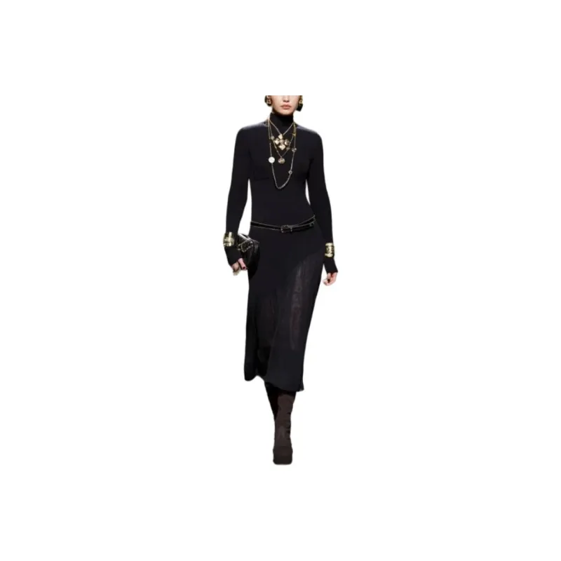 CHANEL FW24 Long-Sleeved Dresses Women's Black-0