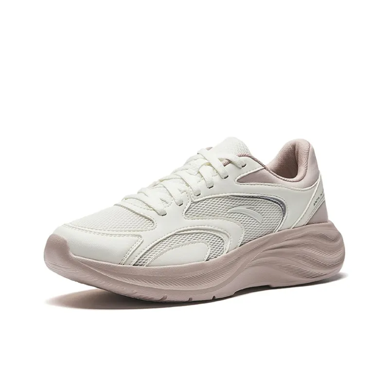 Anta Star Cloud 2 Slip Resistant And Breathable Low Top Casual Running Shoes Women's White Pink-1
