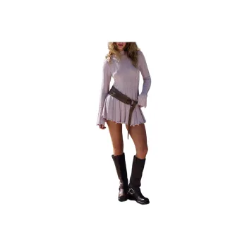 FREE PEOPLE Troy Sweater Tunic Long-Sleeved Dresses Women's Hushed Violet/Tranquil Violet