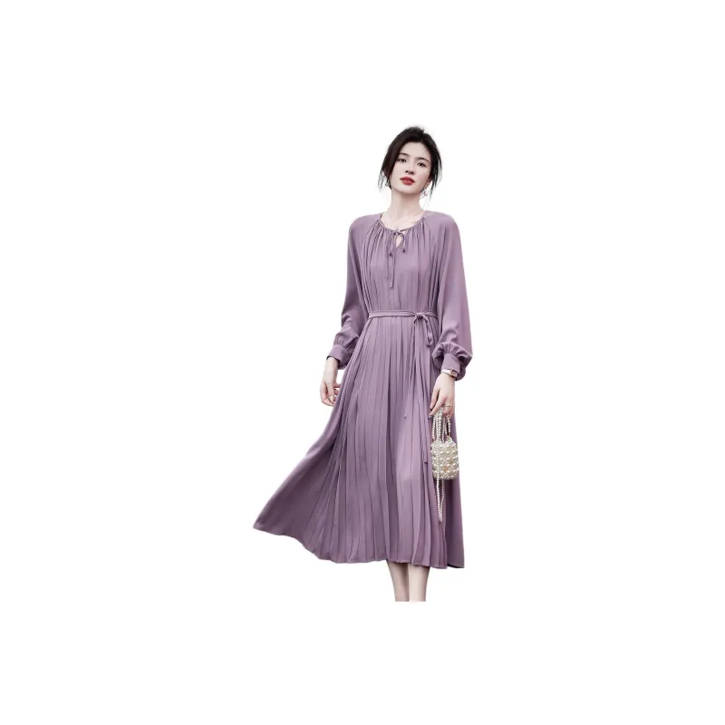 【dme】 Long Sleeved Dresses Women's Rose Purple-0