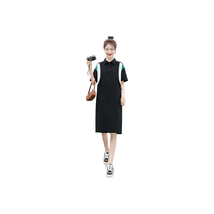 Cypress House Short Sleeved Dress Women's Black Green-0