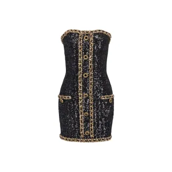 BALMAIN Sequin embellishment Bustier Minidress