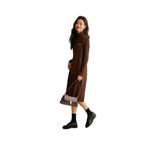 Mo Han Yi Mei Long-Sleeved Dresses Women's Coffee