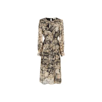 MISSSHINE Long Sleeved Dresses Women's Apricot Black