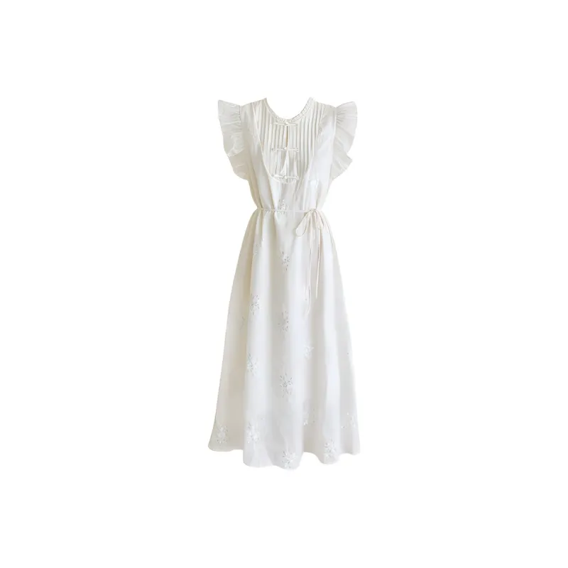 AFGGD Short Sleeved Dress Women's White-0