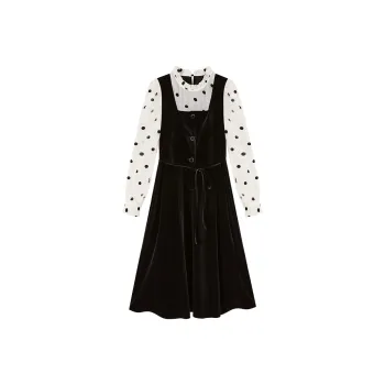 XIANGYING Long Sleeved Dress Women's Black