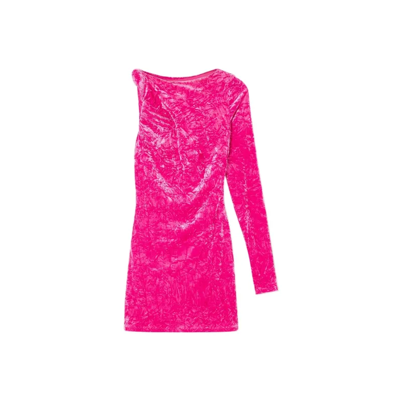 VERSACE One Shoulder Velvet Mini Dress-0