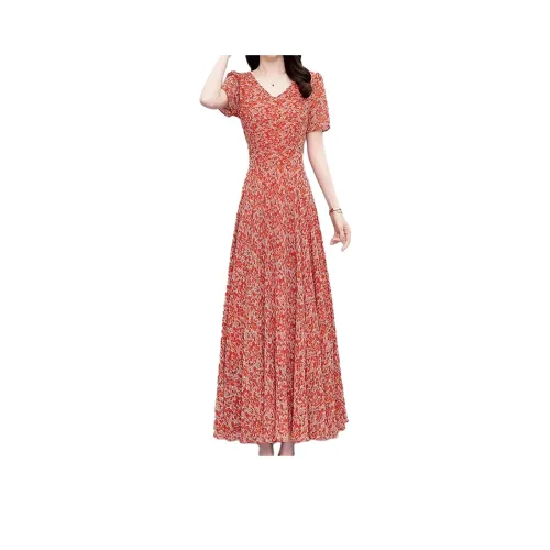 Mapping Short-Sleeved Dresses Women's Multicolor