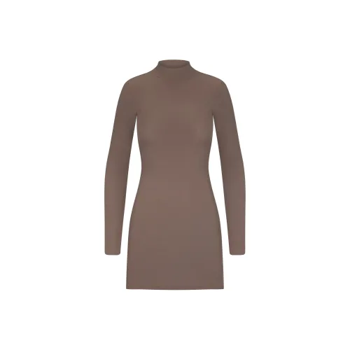 SKIMS SOFT LOUNGE TURTLENECK MINI DRESS Long Sleeved Dress Women's Amethyst/Amethyst
