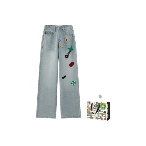OURUOKE Jeans Women's Light Blue Shopping Bag Included