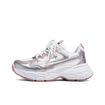 Warrior Breathable Moisture Wicking Height Increasing Low Top Casual Running Shoes Women's Silver White Pink Red