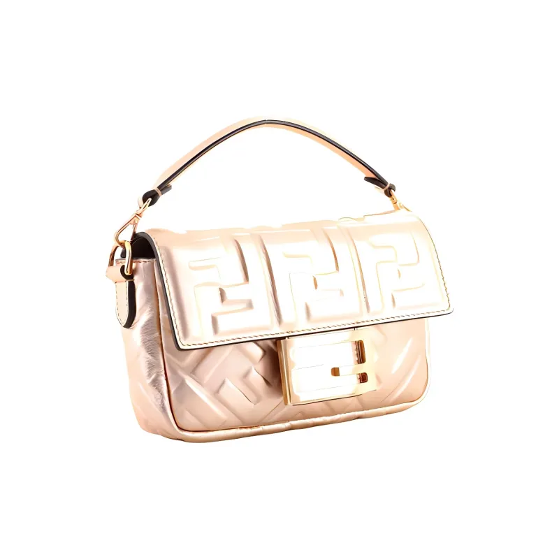 FENDI Leather Baguette Bag Crossbody Bag Handbag Shoulder Bag Mini Women's Rose Gold-1