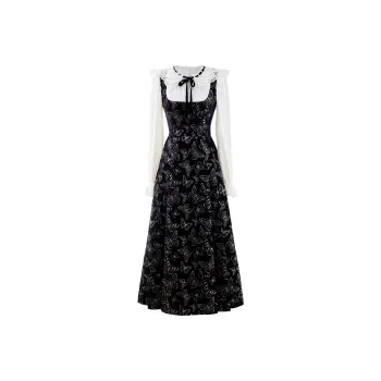 Blovelan Long Sleeved Dresses Women's Black Gold