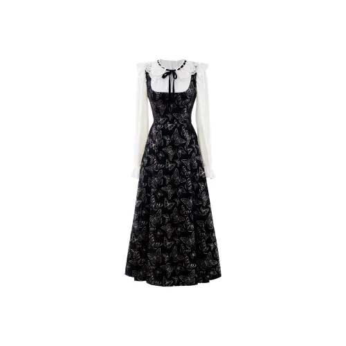 Blovelan Long Sleeved Dresses Women's Black Gold