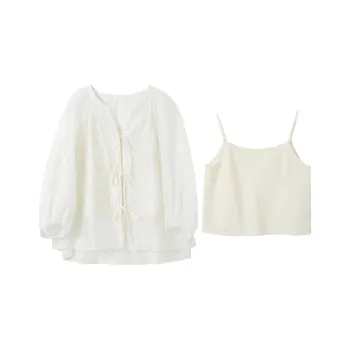 3COLOUR Shirt Matching Set Women's Ecru