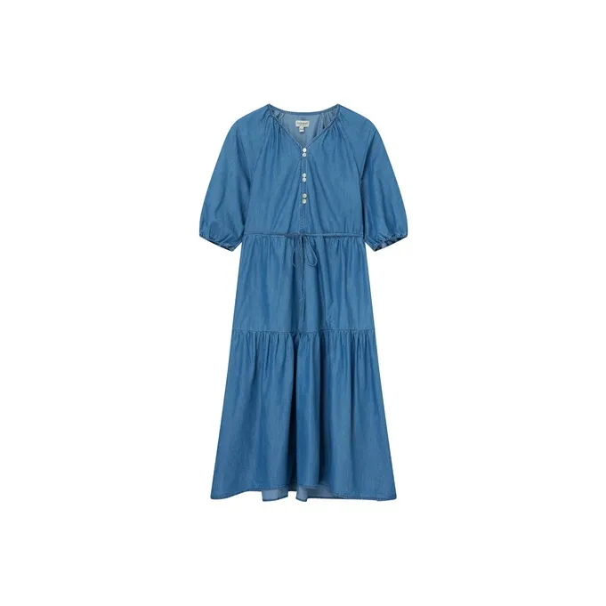 E.land Short-Sleeved Dresses Women's Medium Denim-0