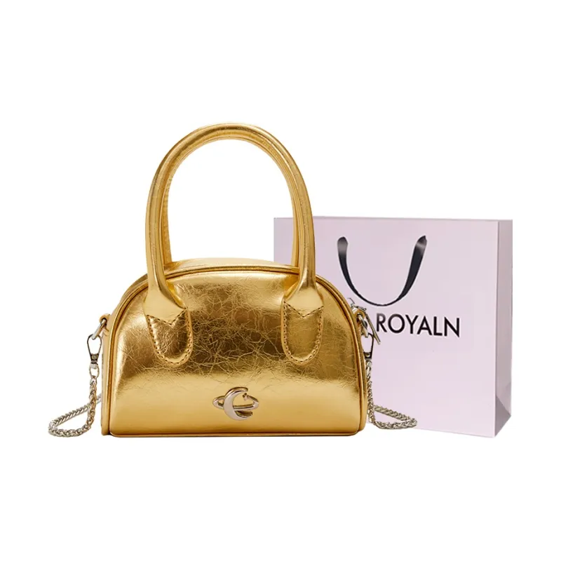 LOUIS ROYALN PU Crossbody One Shoulder Handbag Women's Silver/Black/Gold-6