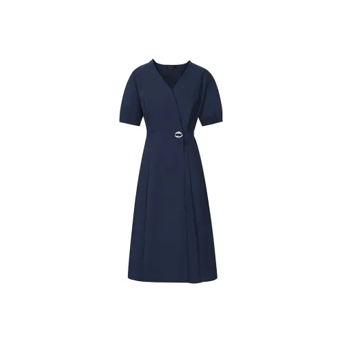 Firststation Short Sleeved Dress Women's Navy Blue