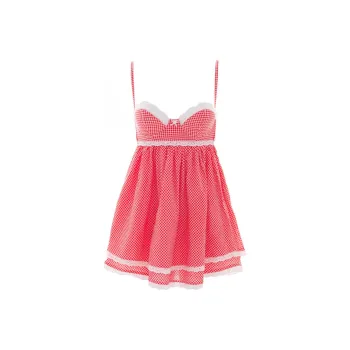 Kitteny Lelette Dress Slip Dresses Women's Red Gingham/Red Checked Fabric