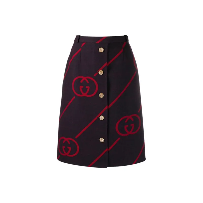 GUCCI Interlocking G Reversible Wool Skirt-0