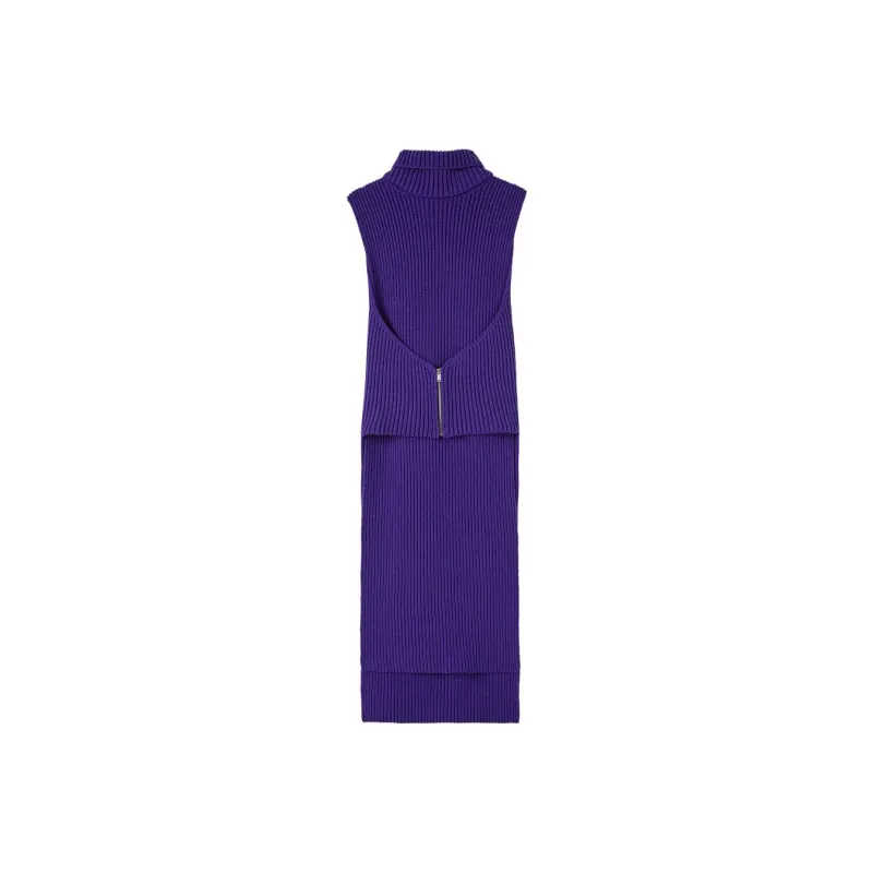 JIL SANDER Detachable Collar Sleeveless Knit Dress-0