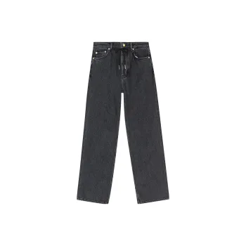 GANNI Drawstring Fastened Logo Patch Straight Leg Jeans