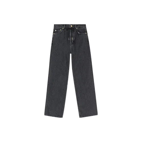 GANNI Drawstring Fastened Logo Patch Straight Leg Jeans