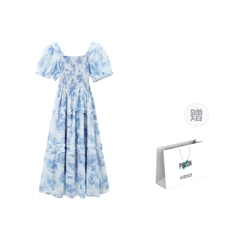 IQC Short Sleeved Dresses Women's Blue-2