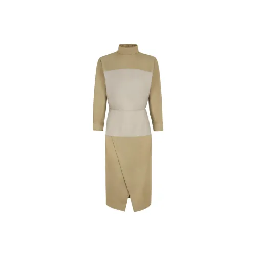 FENDI Stand Up Collar Midi Dress