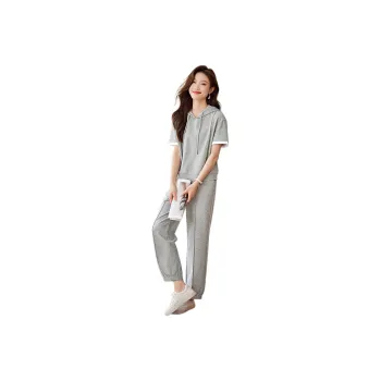 Mo Han Yi Mei Casual Suit Women's Light Heather Gray & White