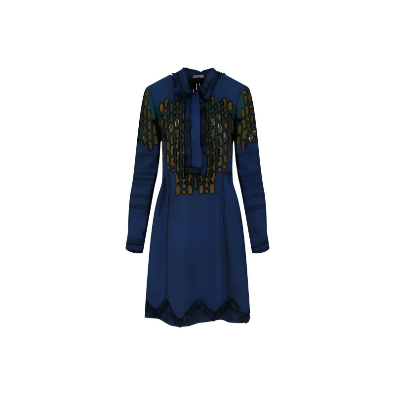 Bottega Veneta Long Sleeved Dresses Women's Blue-0