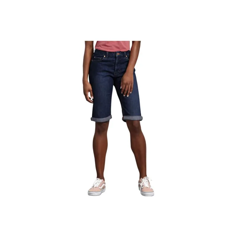 Dickies Perfect Shape Straight Fit Bermuda Jean Shorts 11' Casual Shorts Women's Blue-0