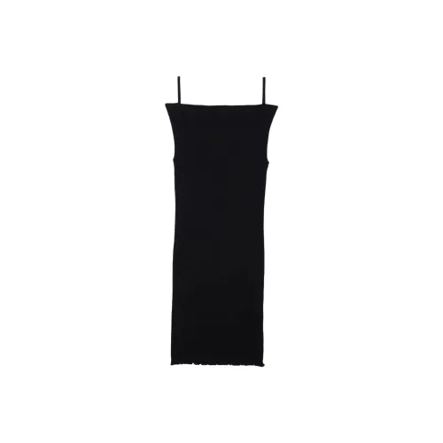 BASERANGE SS24 Rey Tank Slip - Fine Cotton Rib Regular Price Slip Dresses Women's Black