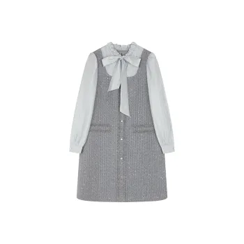 Mo Han Yi Mei New Year Long Sleeved Dresses Women's Glacier Gray