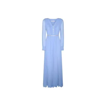 Self portrait V Neck Belted Chiffon Maxi Dress