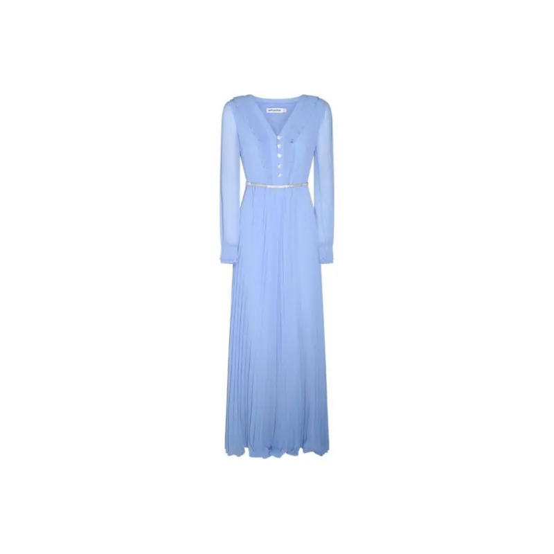 Self portrait V Neck Belted Chiffon Maxi Dress-0