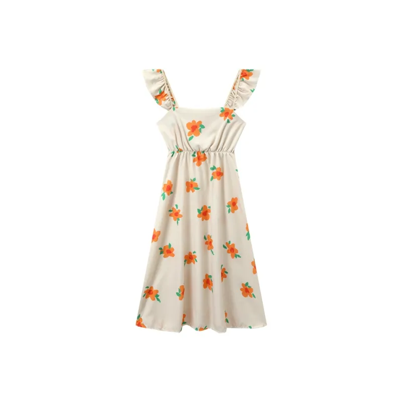 EIDOLON GRAIN Sleeveless Dress Women's Yellow Floral Dress-0