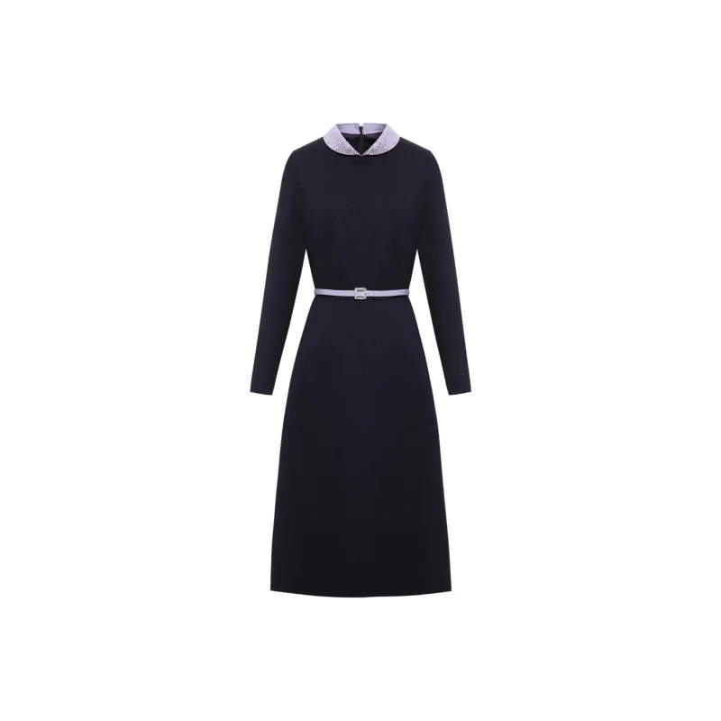 BBLLUUEE Long Sleeved Dress Women's Ink Blue-0
