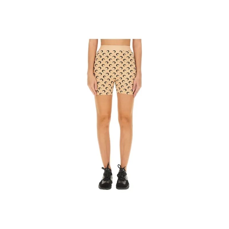 Marine Serre Regenerated All Over Moon Jersey Cyclist Shorts 'Beige'-0
