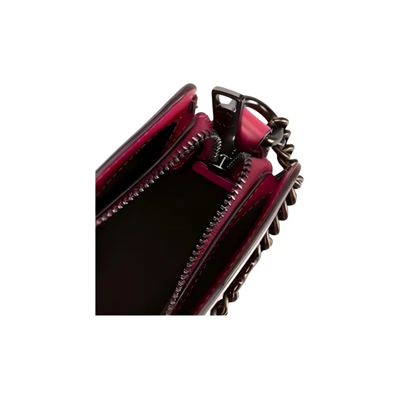 COACH Leather Shoulder Bag, Crossbody Bag Medium Size Women's Fuchsia-4