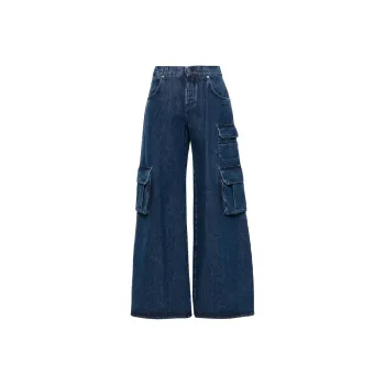 OFF WHITE Logo Patch Wide Leg Jeans
